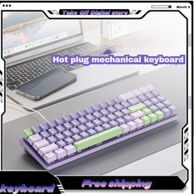 K65 Wired Mechanical Keyboard Full-Key No Charge Hot Swap Customized Multiple Lighting Effect Game Office Desktop Laptop Tablet