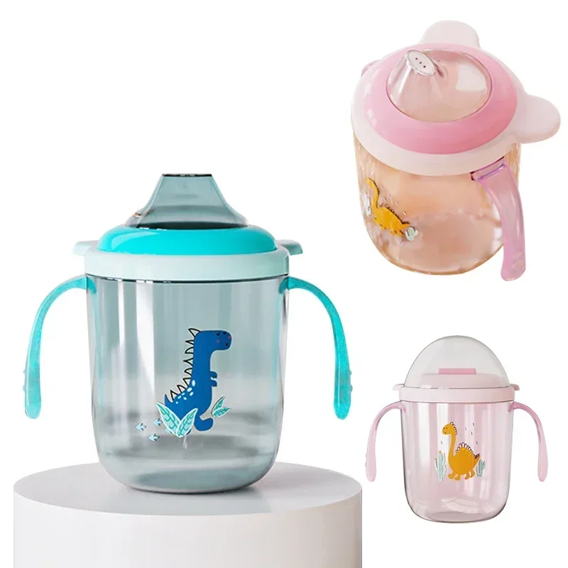 Baby Learning Drinking Cup Infants Feeding Hand Shank Bottles Child Water Cup with Double Handle Leakproof Infants Duckbill Cup