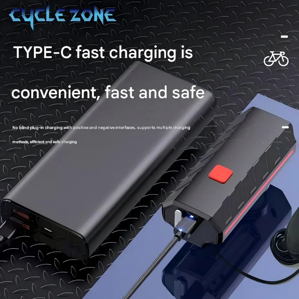 Велосипедный фонарь с звуковым сигналом Type-C, перезаряжаемый передний фонарь для горного велосипеда, велосипедный звонок, 4 режима, велосипедная фара, фонарик для ночной езды