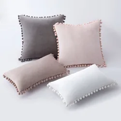 Velvet Cushion Covers Soft Decorative Pillows for Sofa Throw Pillow Cover with Tassels Fringe Boho Accent Pillowcases for Couch