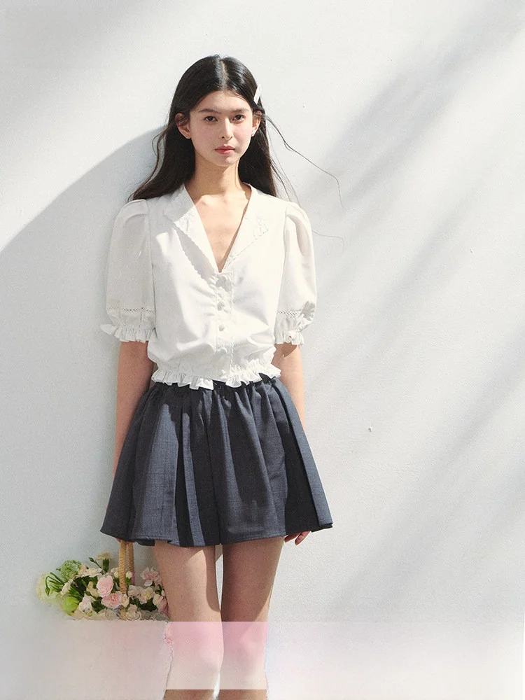 

Женская блузка SunsetPark во французском стиле с коротким рукавом и V-образным вырезом, летняя, с защитой от УФ-излучения, легкая, из смесового полиэстера, прямого кроя