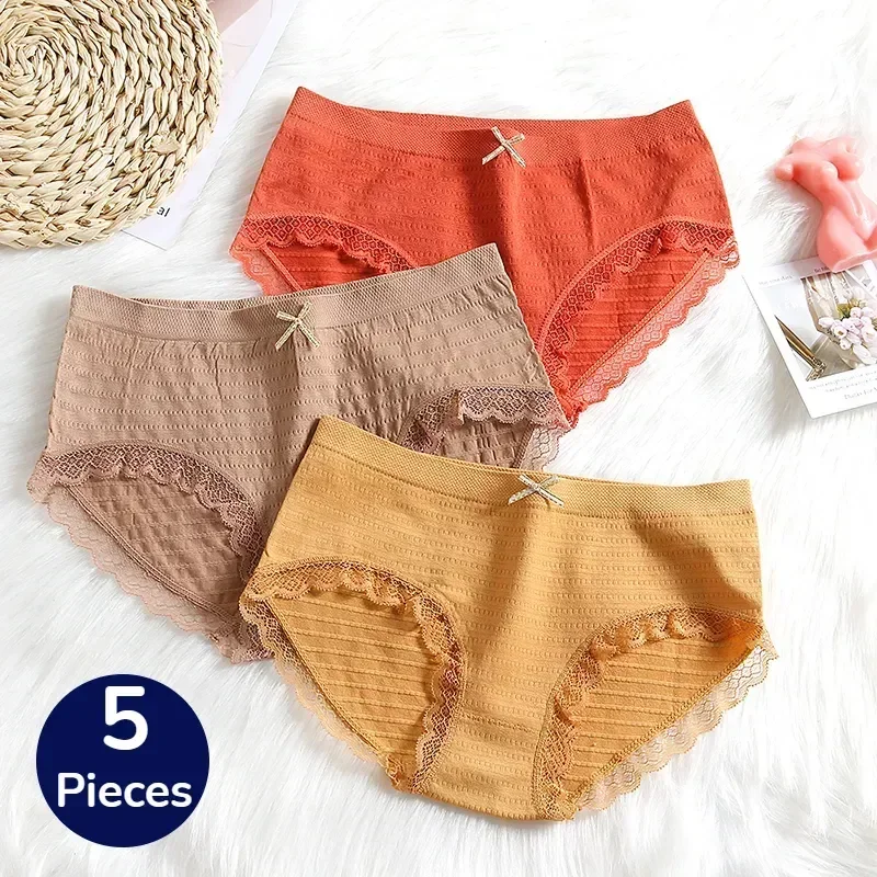 

Panty 5pcs/set Underwear Elastic Briefs Seamless Underpants Panties Lingerie Women's Soft Warmsteps Sports Sweet High Breathable