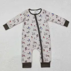 Duck Print Baby Fall Bamboo Sleeper Zipper Romper Wholesale Toddlers Boutique Clothes Factory Price Baby Boy High Quality Romper