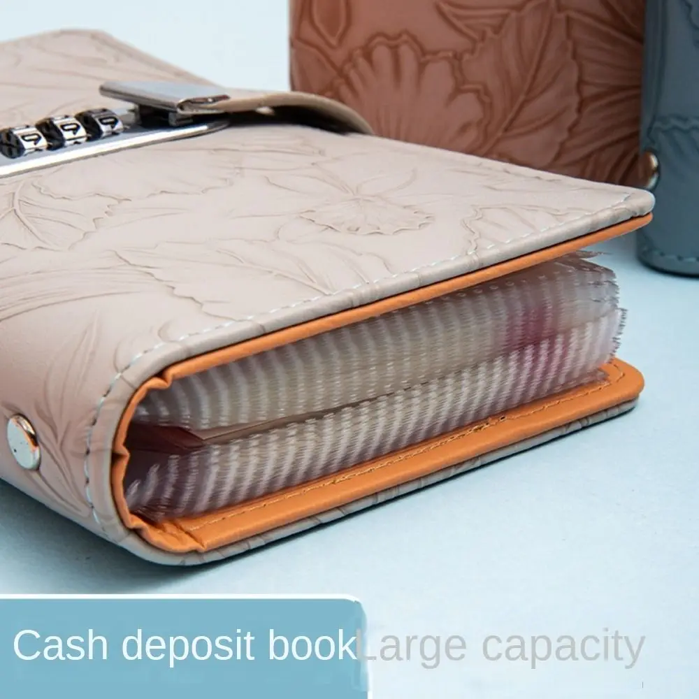 With Password Lock 100 Envelopes Money Saving Challeng Embossed Flower Save Money Savings Challenges Sheets PU Waterproof