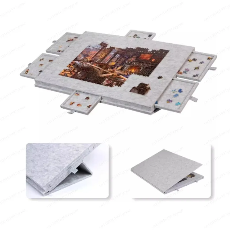 Jigsaw Puzzle Table, Children's Jigsaw Puzzle Board with Stand Cover, 6-drawer Portable Jigsaw Puzzle Table (without puzzle)