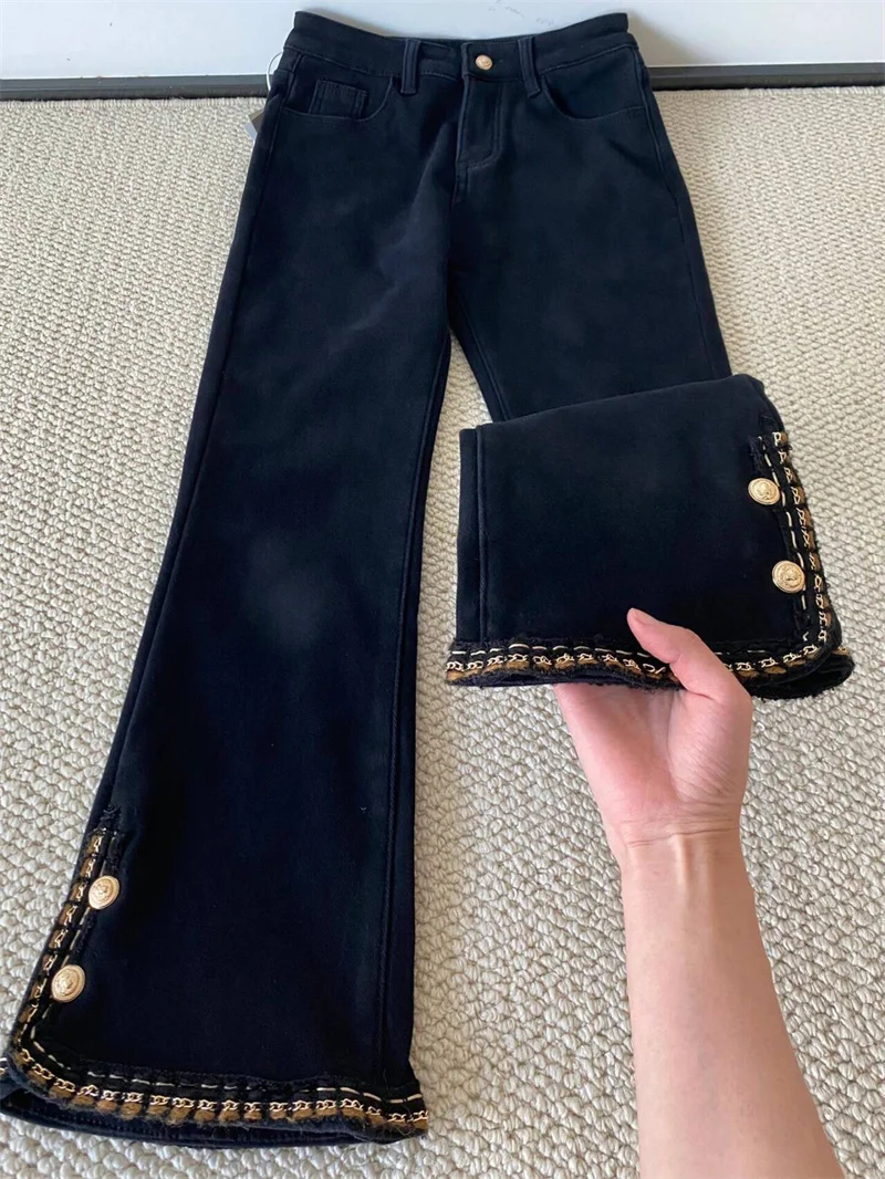 

Slim Fit Women's Denim Jeans Spring Autumn New Style Micro Flared Straight Leg Pants Korean Style Commute Fashion plus Size