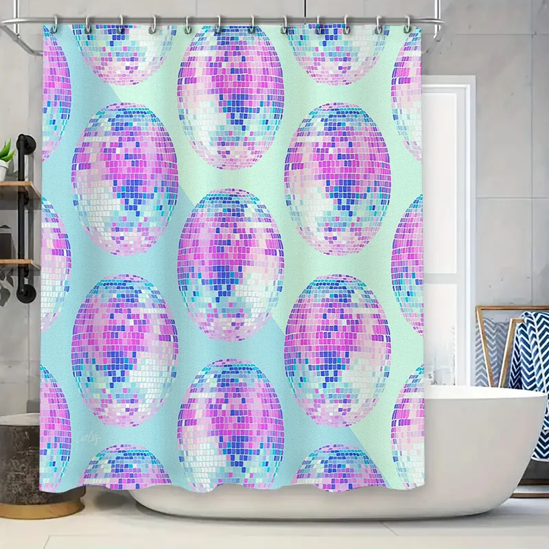 

Bathroom Shower Curtain Floral Teal Blue Abstract Modern Art Waterproof Fabric Decor