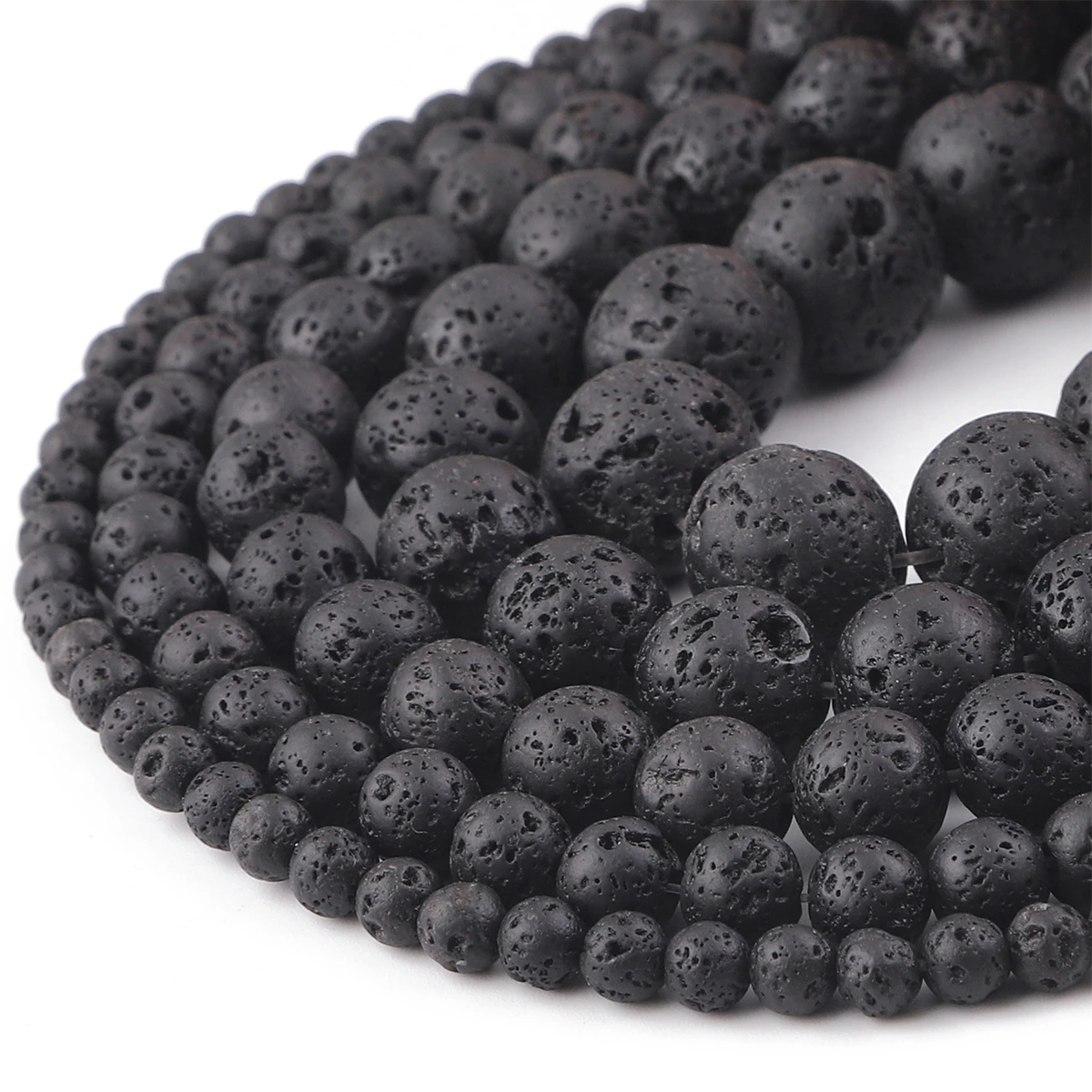 Wholesale Natural Black Lava 4mm 6mm 8mm 10mm 12mm round Volcanic Loose Beads for Jewelry Making Or Gift Charms