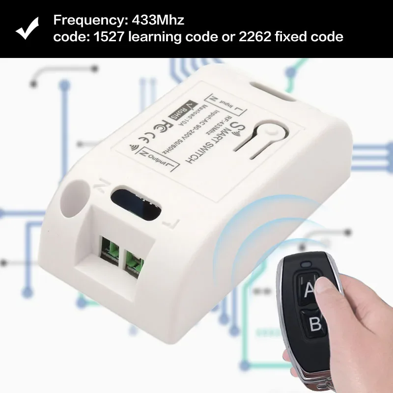 Diese Universal Remote Control Light Switch AC 220V 1CH 433Mhz rf Relay Receiver and transmitter for Lighting Switch