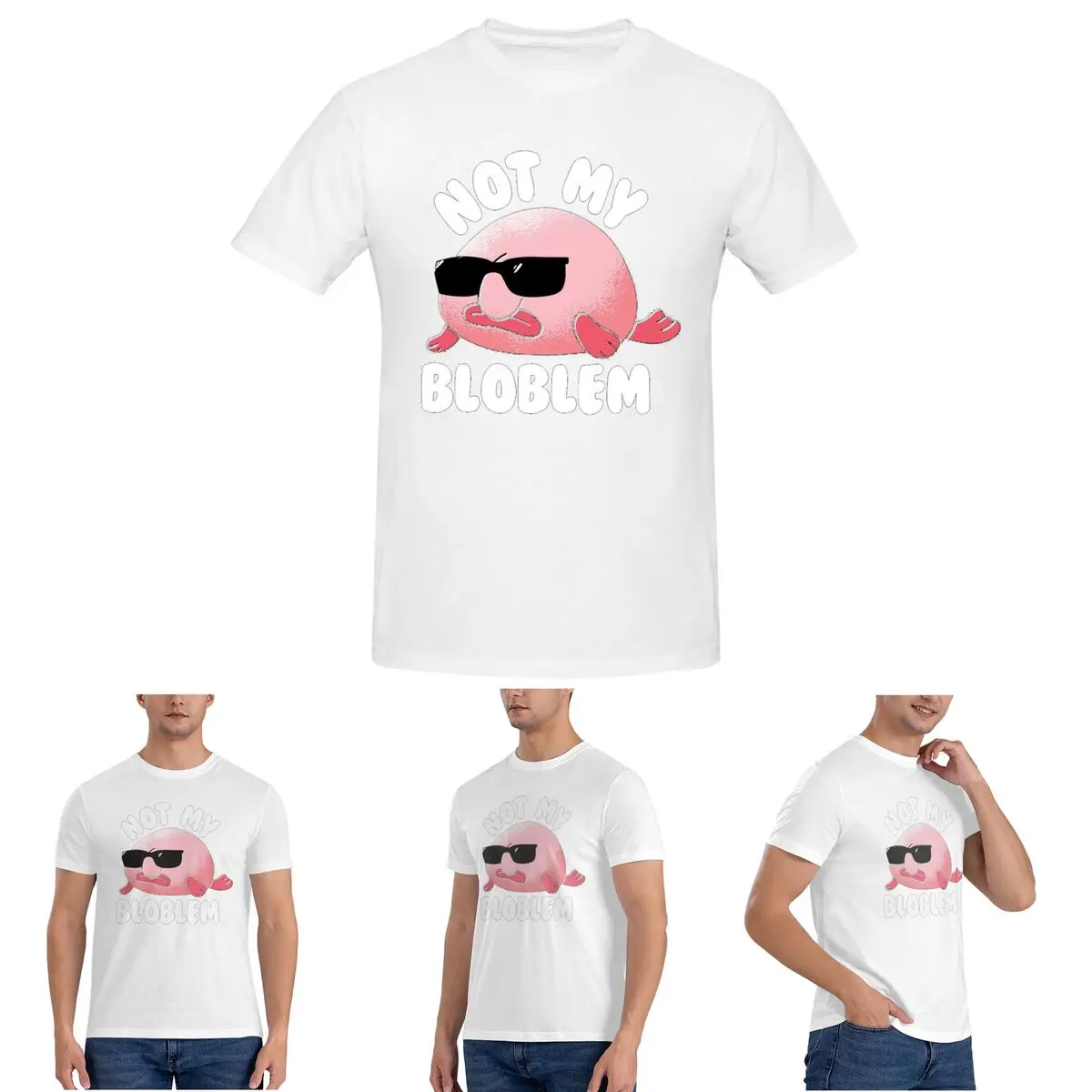 

Футболка Blobfish Not My Bloblem Not My Problem для мужчин, хлопковые футболки большого размера, мужские футболки, короткая одежда с круглым вырезом, топы S-6XL