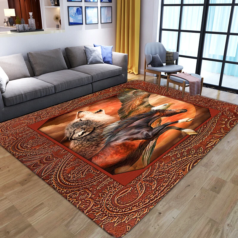 

Wild Animal Wolf Carpets For Home Living Room Bedroom Decor Bedside Sofa Play Area Rug Washable Floor Mat Household Soft Doormat