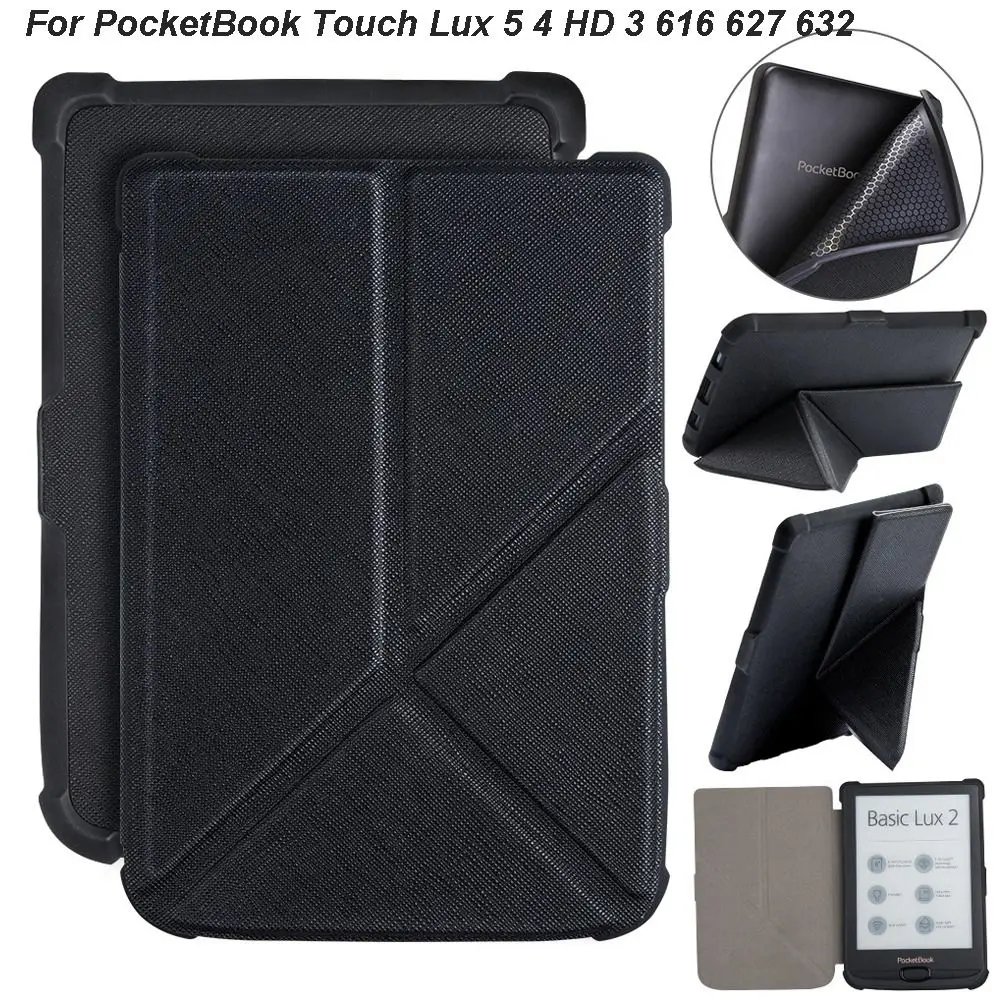 

Auto Sleep/Wake 6 Inch E-Reader Case Anti-fall Multi-Folding Stand Back Cover for PocketBook Touch Lux 5 4 HD 3 616 627 632