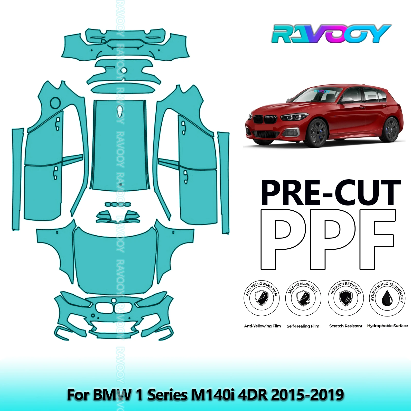 

8.5Mil Precut PPF Kit Full Vehicle For BMW 1 Series M140i 4DR 2015-2019 Paint Protection Film
