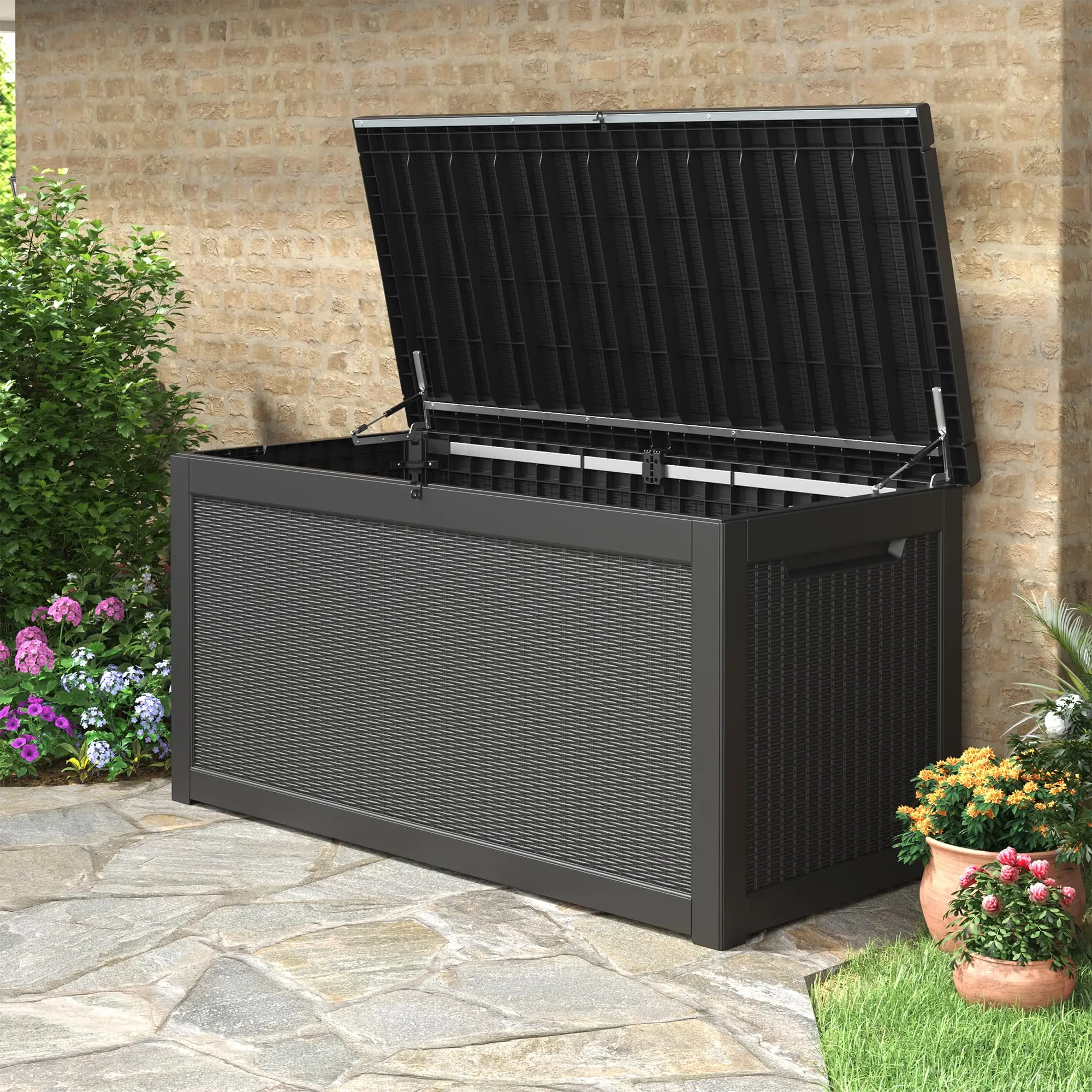 Outdoor Storage Box, 330 Gallon Deck Box Outdoor Waterproof