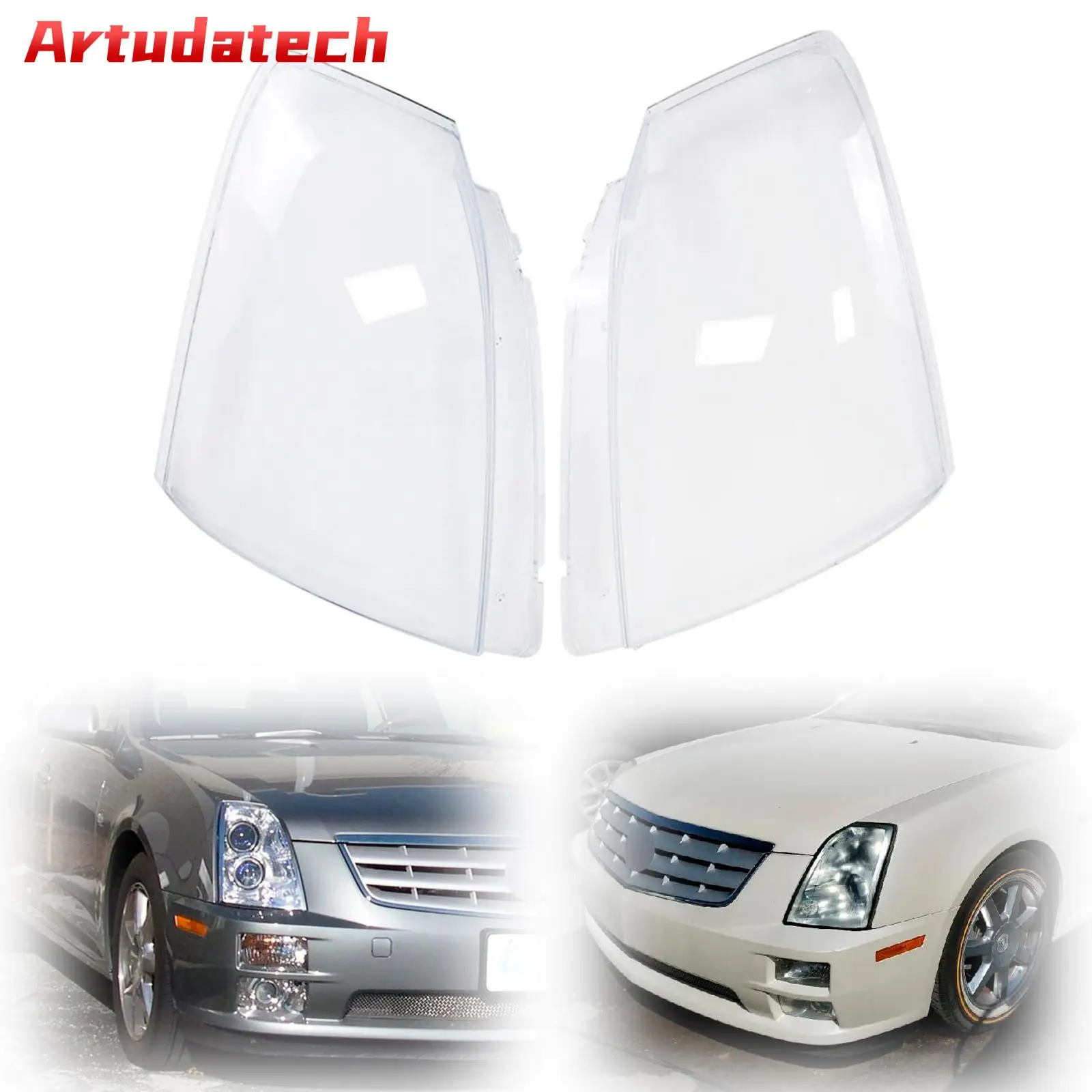 

Artudatech 2Pcs Front Headlight Lens Cover Shell Clear For Cadillac STS 2005-2011 Car Accessories