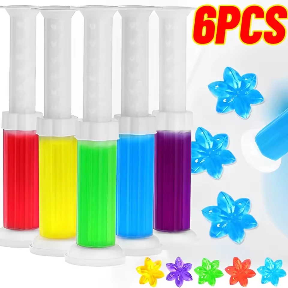 5/6Pcs Flower Shaped Toilet Cleaner Gel Toilet Deodorant Air Fresheners Aromatic Flower Detergent Bathroom Fragrance Clean Tool