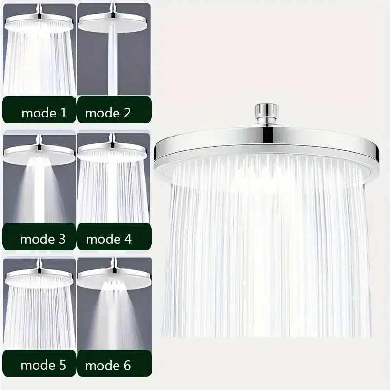 High Pressure Top Rain Shower Heads 6 Modes Rainfall Shower Head Bathroom Shower Faucet Accessories With Filter