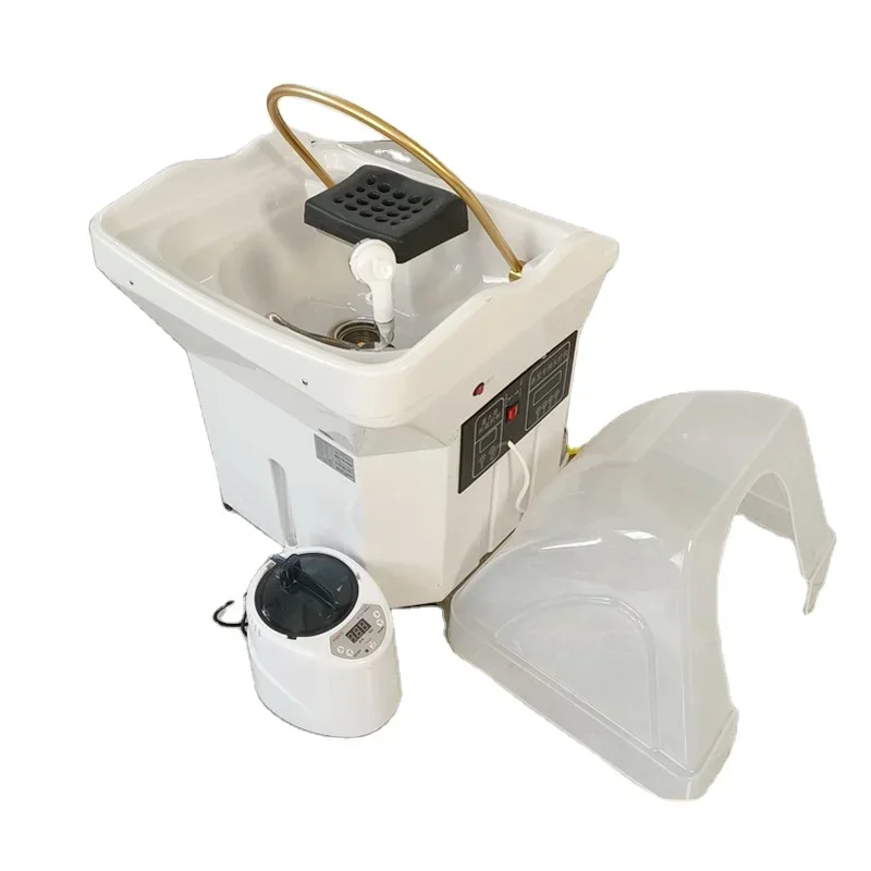 High Quality Hair Washing White Shampoo Basin With Spa Head Water Circulation Therapy And 60L Water Storagev