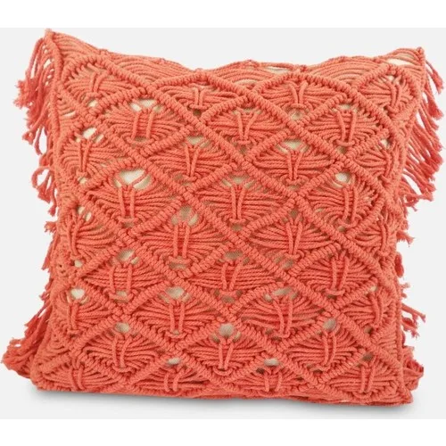 Pillow decorate Cart Lollow Orange Macrame Pillow decorate Diamond Pattern