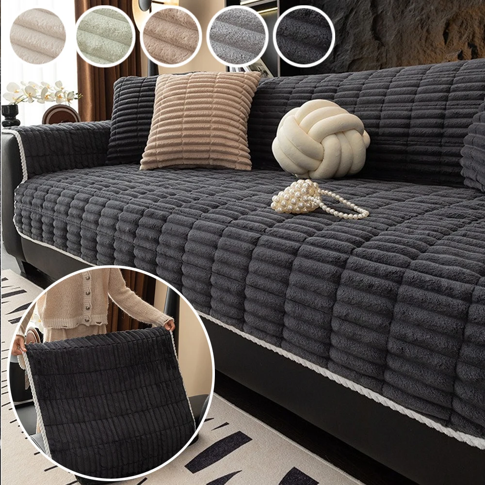 

2026 NEW Thicken Imitation Rabbit Fur Plush Sofa Slipcover Non-slip Soft Sofa Towel Couch Cushion Living Room Modern Home Decor