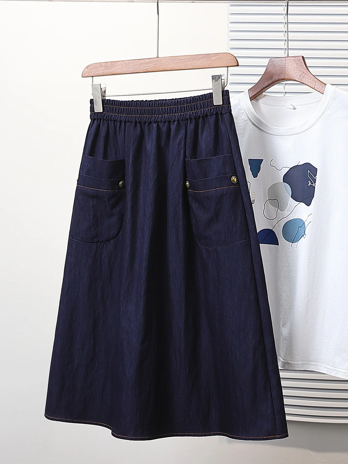 

Весенне-летняя джинсовая юбка больших размеров для женщин, тонкая юбка А-силуэта с высокой талией, плиссированная, в корейском стиле, повседневная, для отпуска