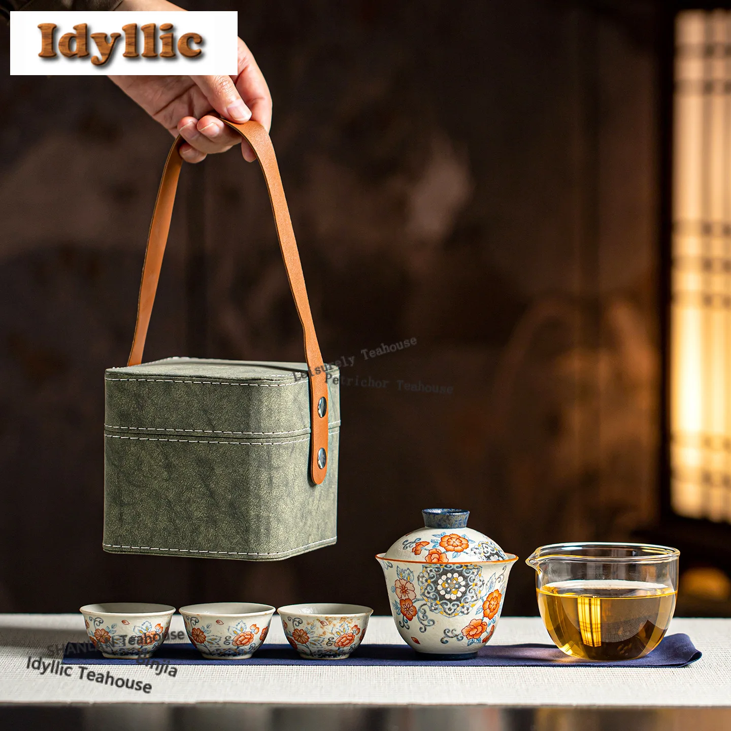 

Сине-белый чайный набор «Юаньбао» для путешествий в стиле Дзен, древний, 1 чайник, 3 чашки, органайзер для приготовления чая, портативный, для кемпинга, в сумке, ручная работа