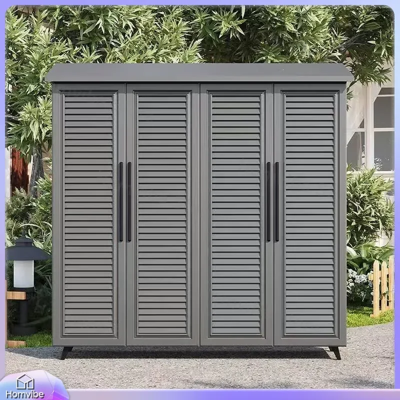Outdoor Aluminum Storage Cabinet Waterproof Sunproof Large Capacity Utility Locker for Garden Patio Balcony Terrace Yard