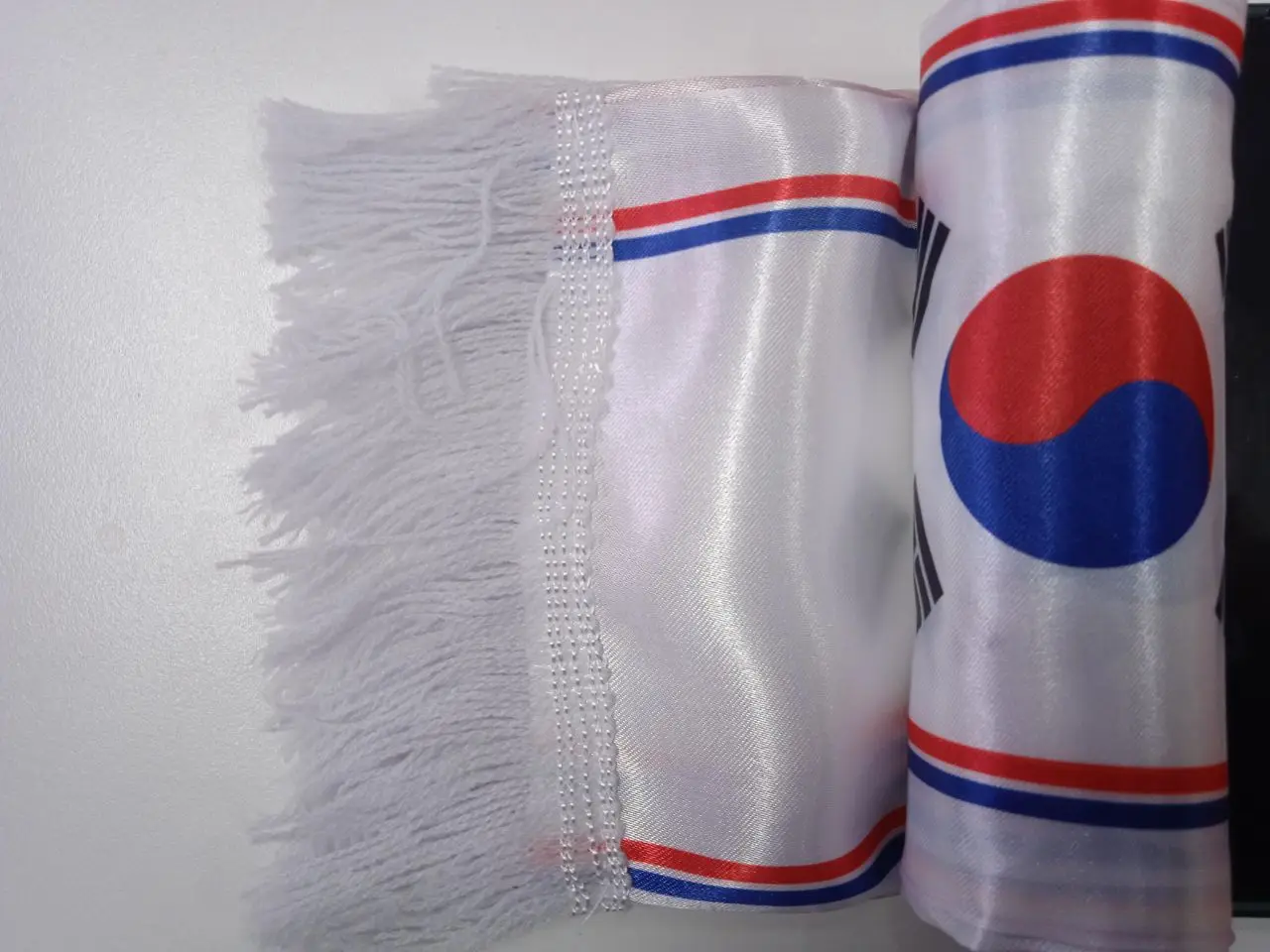 Country Double Side Printing Satin Football Soccer Fans Flag South Korea Scarf