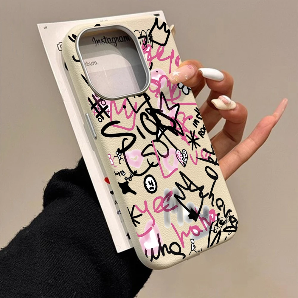 Retro-Graffiti-Y2K-Schutzhülle für iPhone 16 15 Pro Max Hüllen iPhone 17 11 12 13 ProMax 14 15 16 Plus 8 XS XR Stoßfeste TPU-Abdeckung – Detail 2