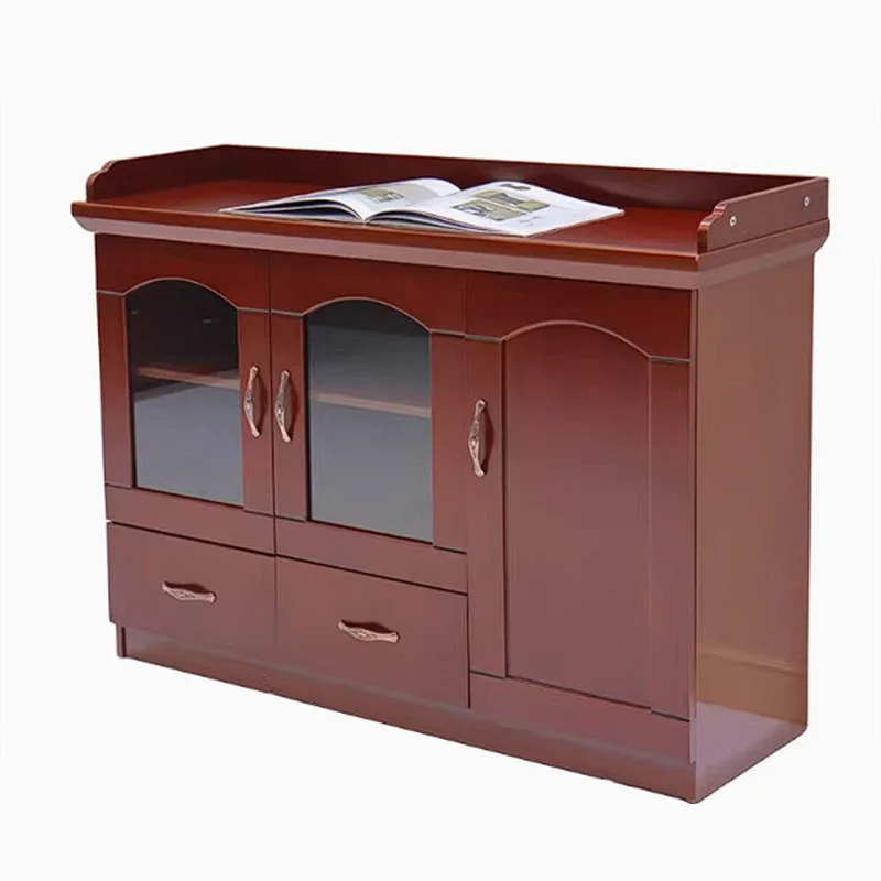 

Tea cabinet meeting room new Chinese side cabinet with drawers floor cabinet with solid wood leather paint wine