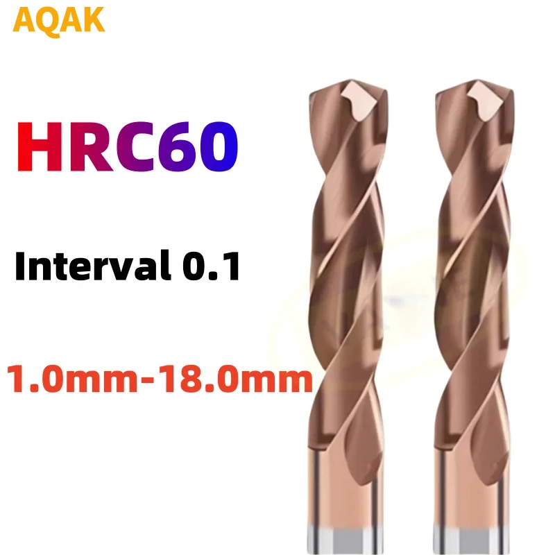 HRC60 60mm 80mm  Carbide Twist Drill Bit CNC Hole Making Drilling Tool Diameter 1mm-18mm For Metal Steel 1PCS Tin Coated tools