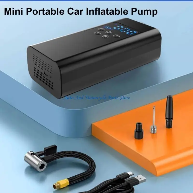 P9FD Universal Tire Inflator Air Pumps Tire Inflator Portable with Flashlight Car Air Compressor for Car Bike Motorcycle