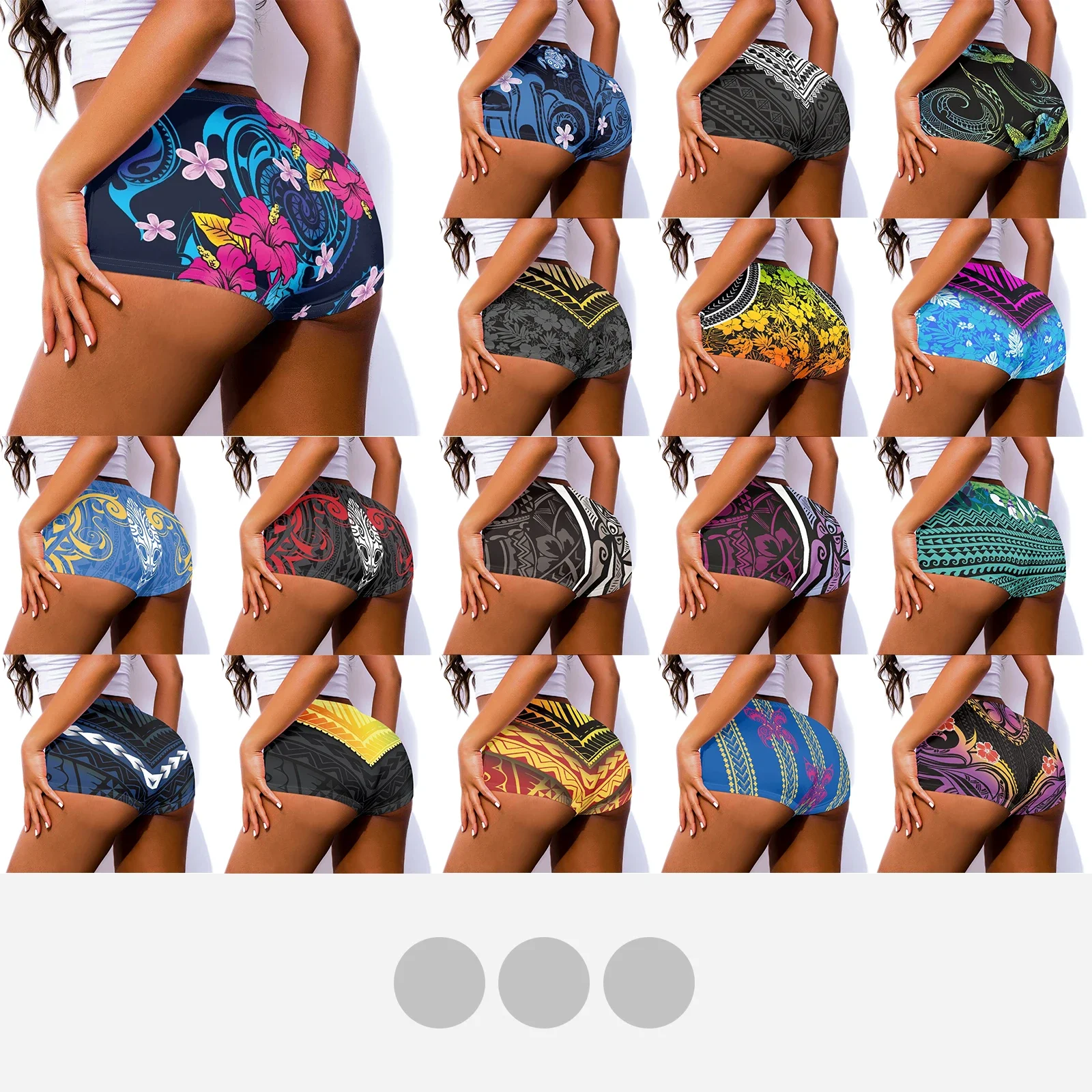 Polynesian Tribal Fiji Totem Shorts para Mulheres, Tatuagem e Fiji Impressões, Shorts Simples, Meninas Yoga Calças de Praia, Lazer Feminino Calções Es