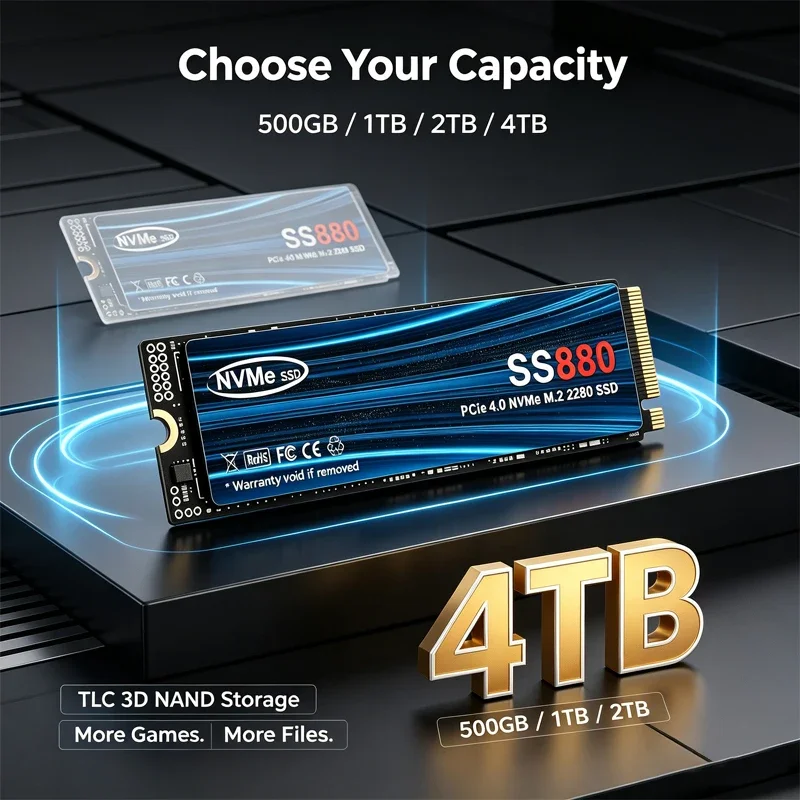 7300MB/s Internal M.2 NVMe SSD SS880 PCIe Gen4.0 X4 TLC 3D NAND 500GB 1TB 2TB 4TB 2280 Gaming Drive For PS5 PC Laptop