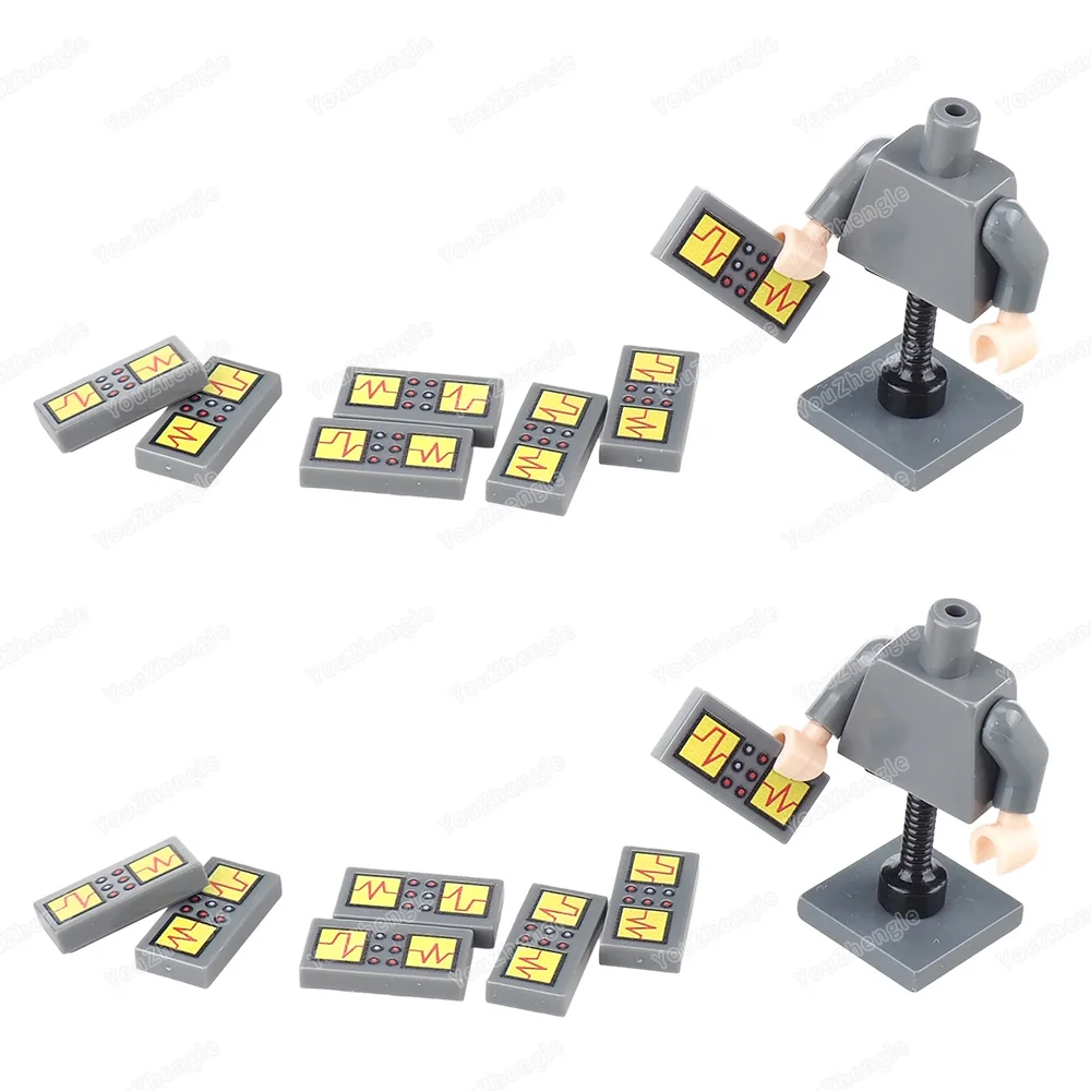 Frequency Display Black/Red Button Printed Pattern Building Block Tiles 1x2 Parts 3069 MOC Figures Mechanical Model Gift Boy Toy