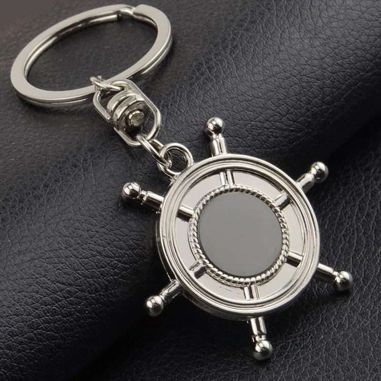 Rudder Helm Ship keychain Pendants Men Silver Color Car Key Chain Ring Holder For Gift