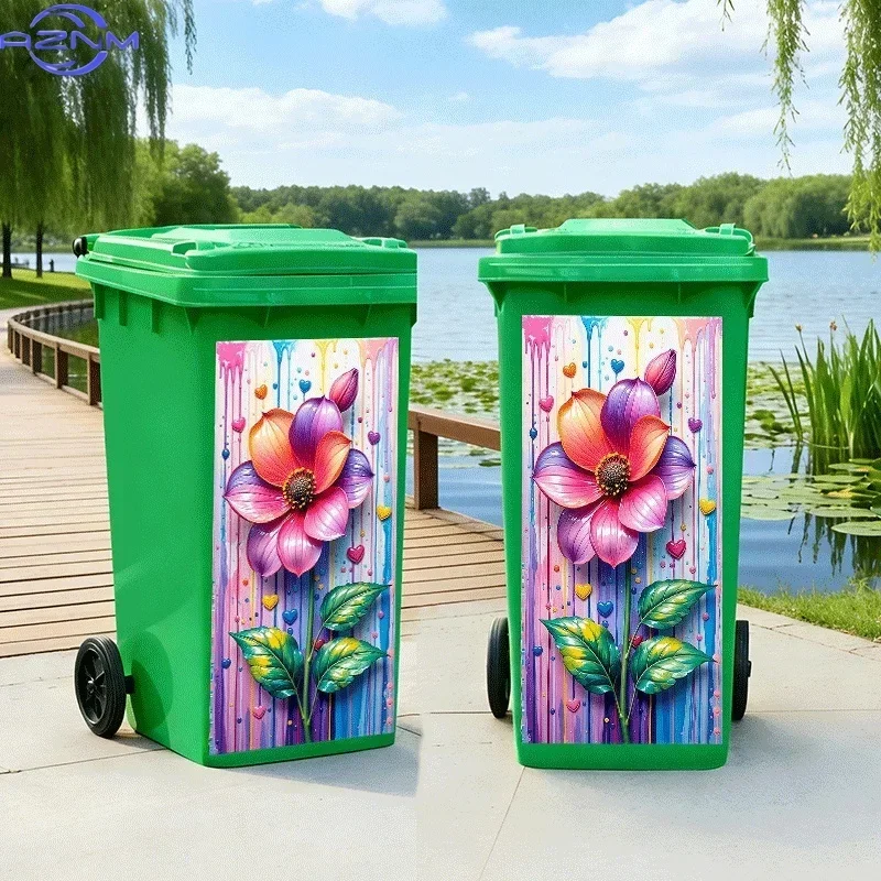 Daily‑use Waste Bin 2D Print Decal Creative Art Ornament for Indoor Household Dustbin