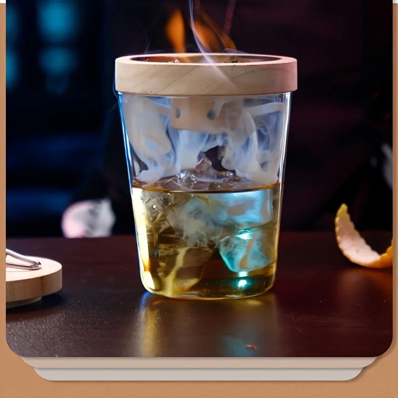 Glas-Top Smoker-Set mit 4 Holzchips für Whiskey-Getränke und Cocktail-Räuchern – Barkeeper-Zubehör, Geschenk für Männer – Detail 1