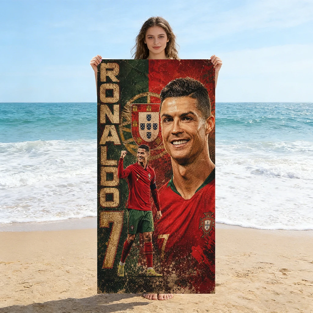 NR.7 Ronaldo Strandtuch Fußball-Pokal Großes Schnelltrocknendes Handtuch Geeignet für Strand Yoga Pool Fitness Sport Sommergeschenk für Freunde