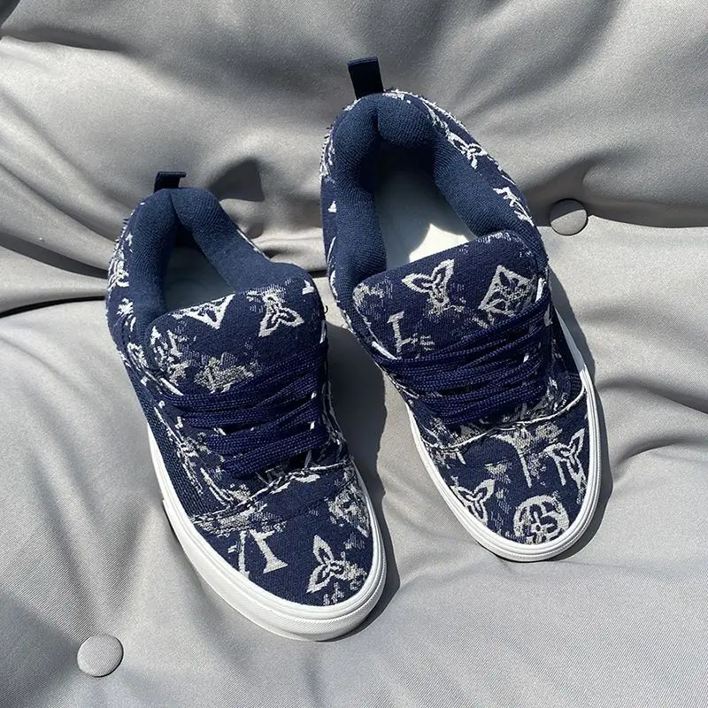 

Luxury printed blue bread shoe design men's and women's shoes canvas casual sports couple casual shoes size 46