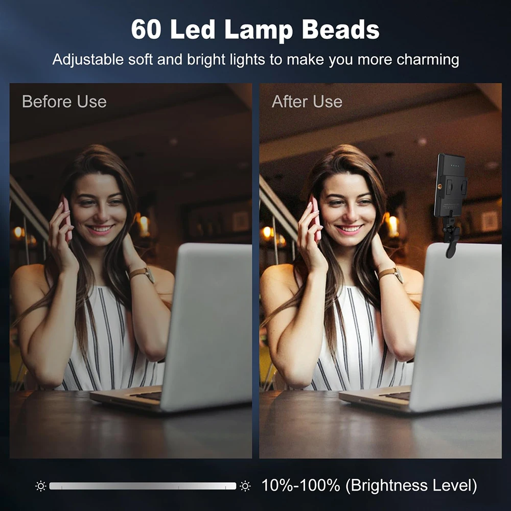 Mini lumière LED pour selfie, aste, luminosité réglable, téléphone, diffusion en direct, selfie, vidéoconférence, lampe de remplissage de photographie