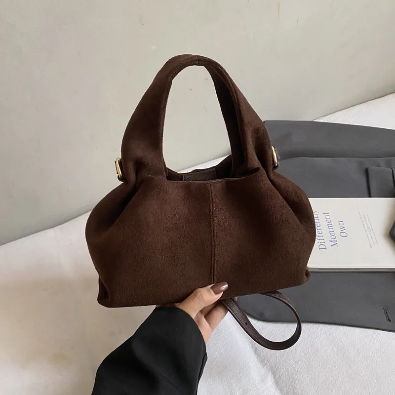 

French Cloud Frosted Handbag Designer Fashion Soft Cloud Bag Simple Commuter Shoulder Bag Luxury High-end Button Crossbody Bag