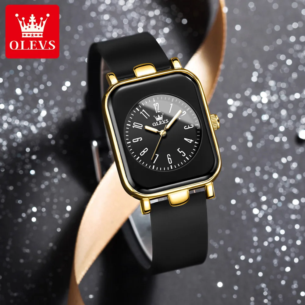 OLEVS 9961 Women Watch Original Fashion Simple Brand Quartz Watch Ladies Watch Silica Strap Square Ladies Watch With Box