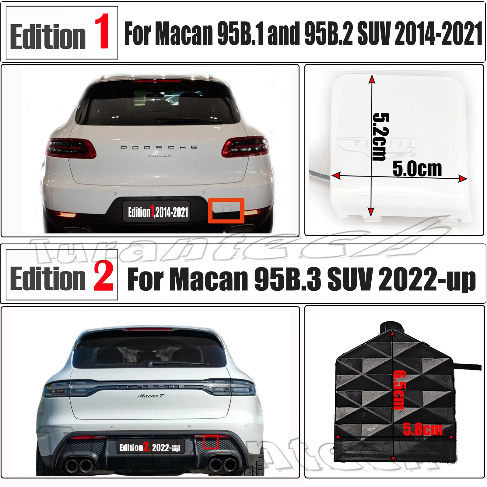 Cubierta de remolque trasera para Porsche Macan 95B Base GTS Turbo S 2.0L 2.9L 3.0L 3.6L SUV gancho de remolque tapa de ojo