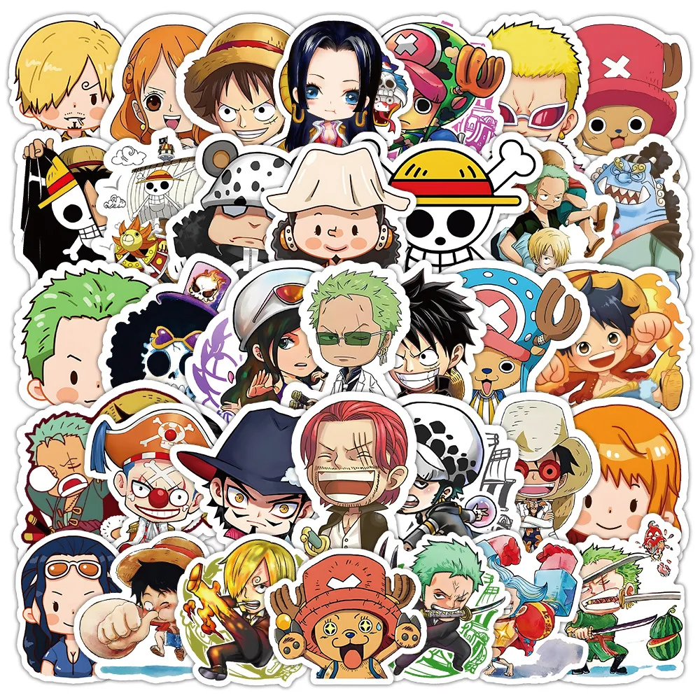 10/30/55pcs Cute One Piece Anime Stickers Cartoon Zoro Luffy Decals DIY Skateboard Phone Laptop Waterproof Sticker Decals Toys