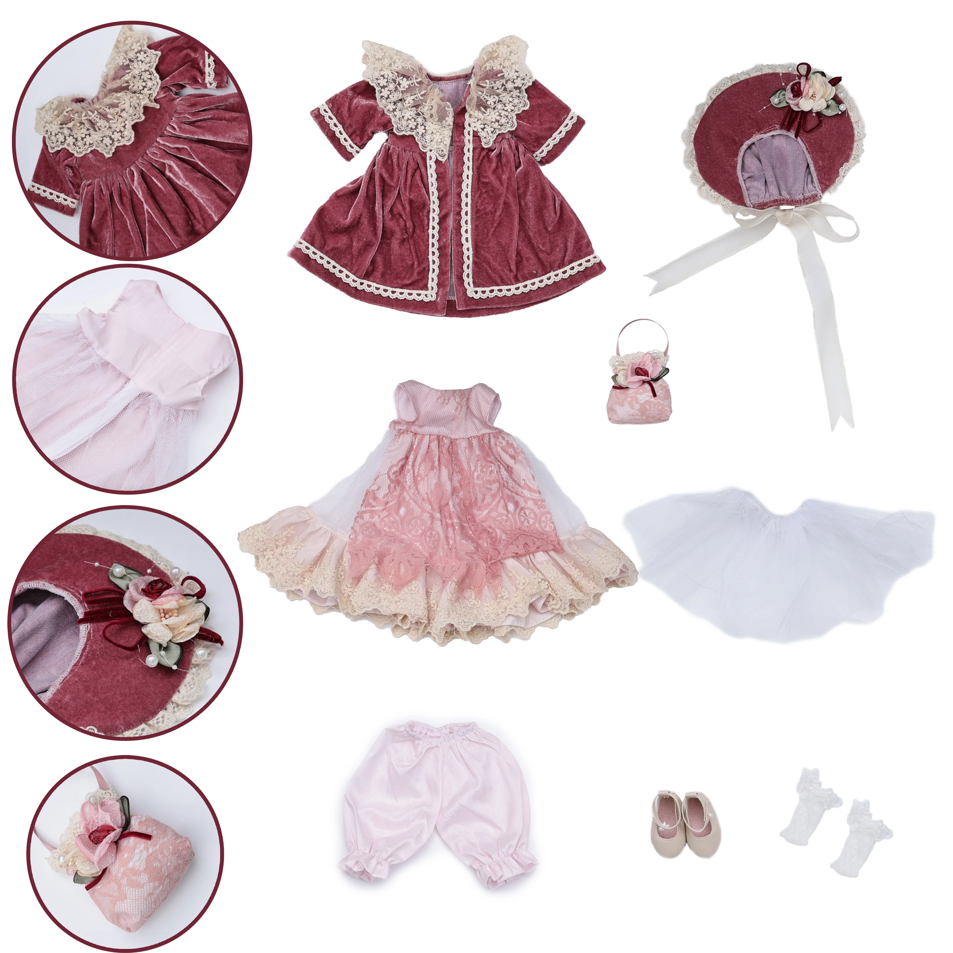Cloveray Retro Doll Clothes Design For 18-Inch Dolls Dressing Up Victorian Style Role-playing Costume Doll Accessories Doll Bag view 2