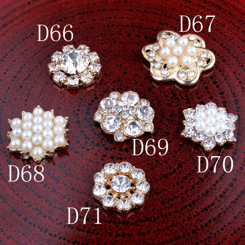 120PCS Vintage Handmade Metal Decorative Buttons with Crystal Pearls Craft Supplies Flatback Rhinestone Buttons Accessories