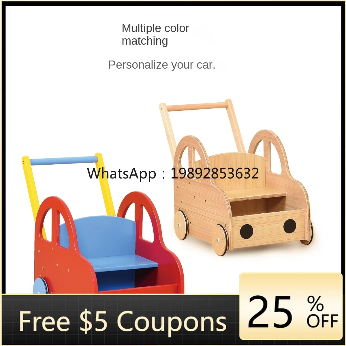 

ZZ Baby Solid Wood Walker Trolley Toys Baby Children Walker