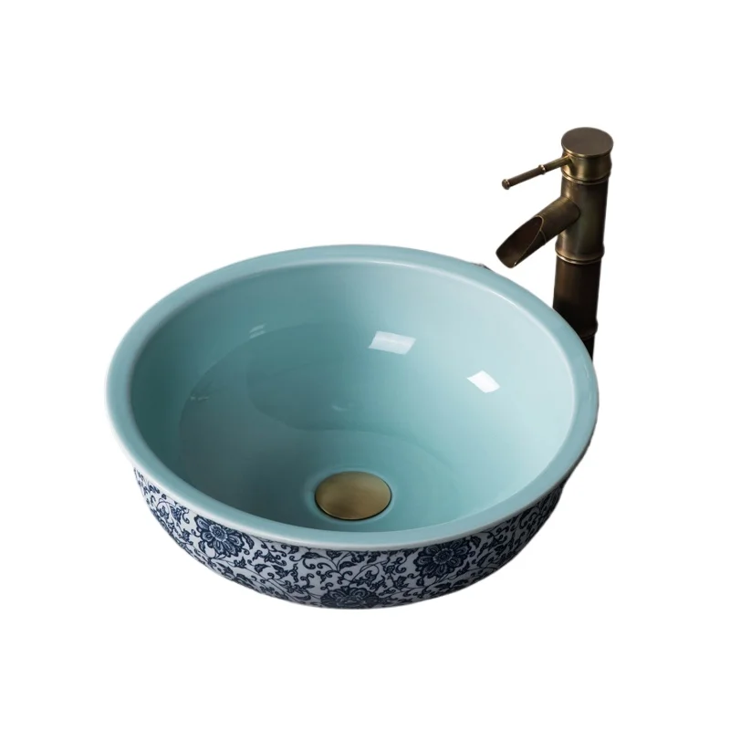 

Chinese outdoor single basin round wash basin household bathroom wash basin ceramic
