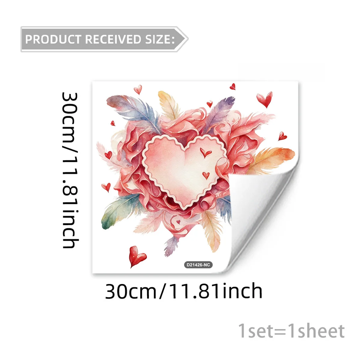 As Shown Valentine Decal Feather Flower Cling Static Cling Technology Feather Flower Shape PVC Material Residue-free Removal